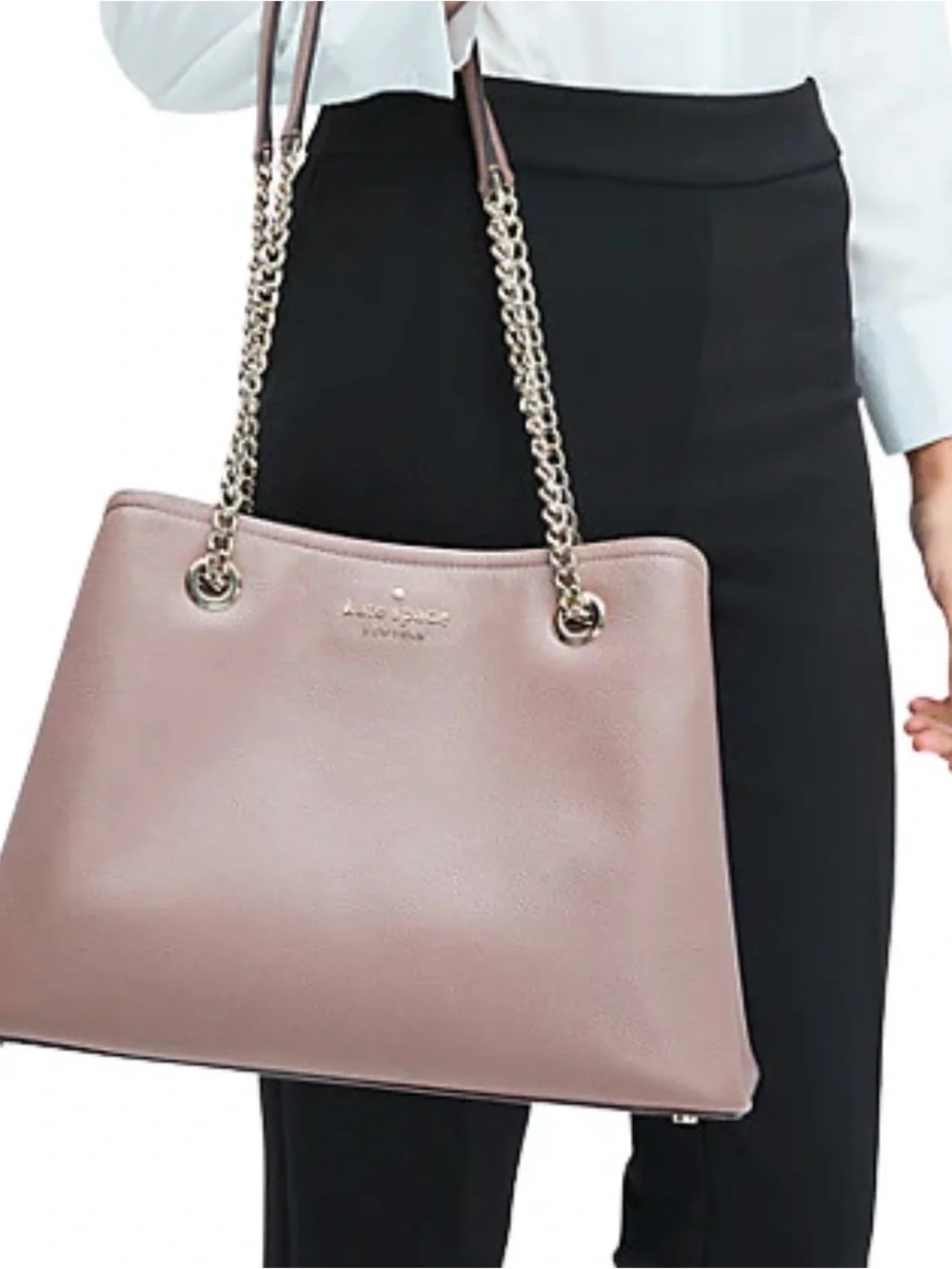 kate spade Mauve Pink Leather Shoulder Tote with Chain Straps